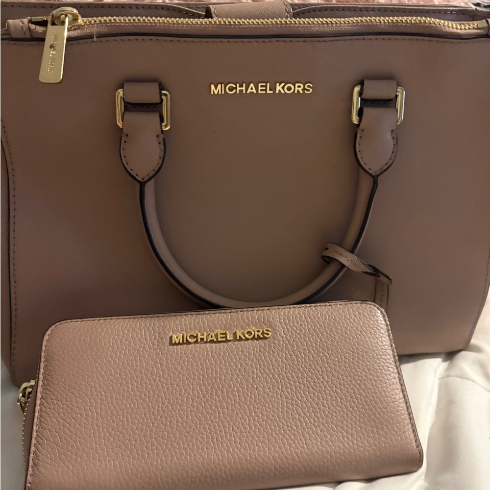 Michael Kors Brown Satchel and Wallet Set